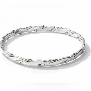 Vintage Mexico Sterling Silver Twisted Bangle Bracelet Minimalist Stackable
